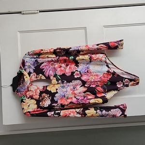 Black bodysuit with colorful flowers